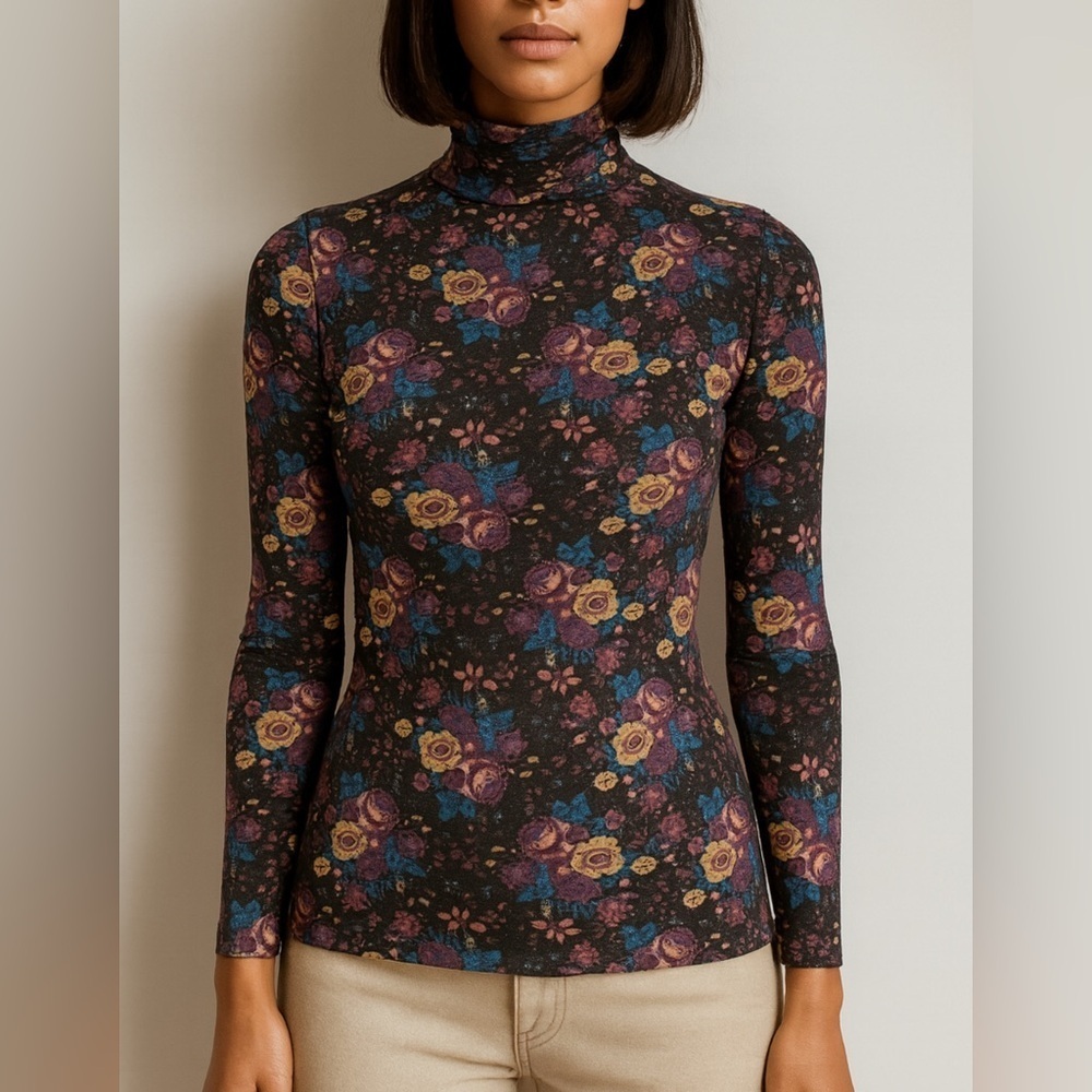 dvf floral mock neck mesh top